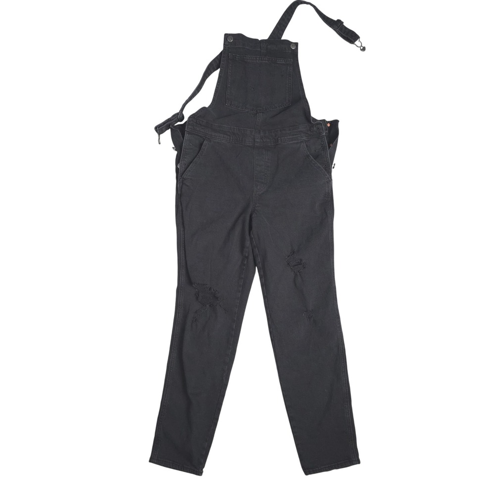 Old Navy Women Black Distressed‎ Denim Overalls Size 6